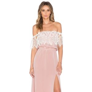 Stone Cold Fox Ruff Maxi Dress Blush Pink